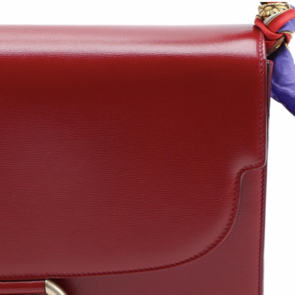 SOLD - Gucci Red Leather Shoulder Bag with Scarf - Picture 5 of 14